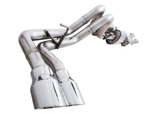 Toyota Tacoma Performance Exhaust - Rear - AWE Tuning - 0FG Cat Back Exhaust with BashGuard - Dual 4.5” Chrome Silver Tips - Chrome Silver - `16-`22